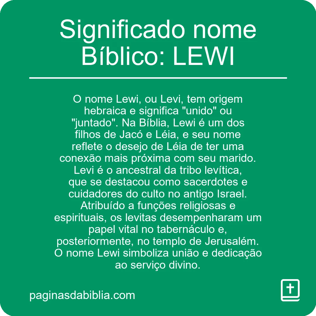 Significado nome Bíblico: LEWI