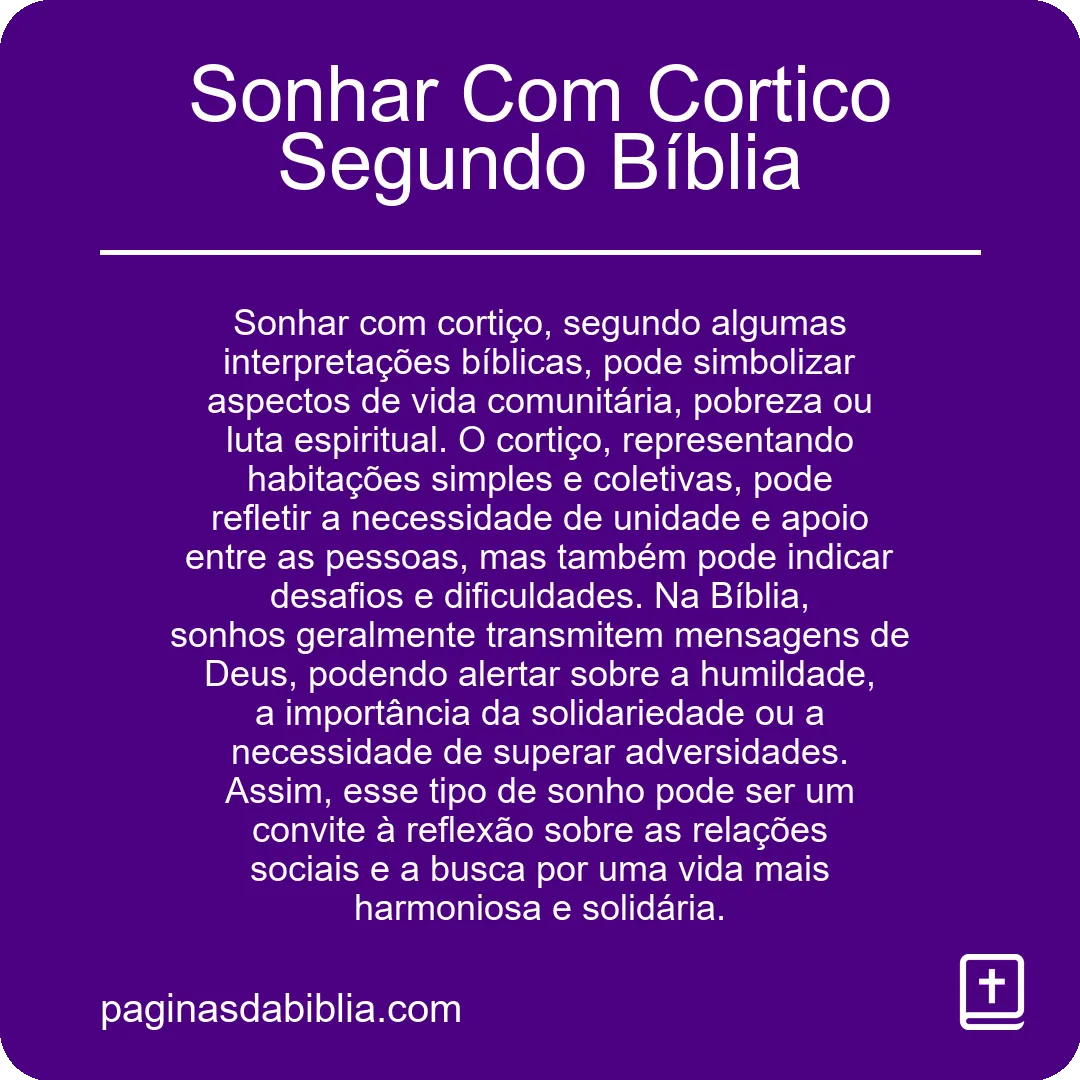 Sonhar Com Cortico Segundo Bíblia