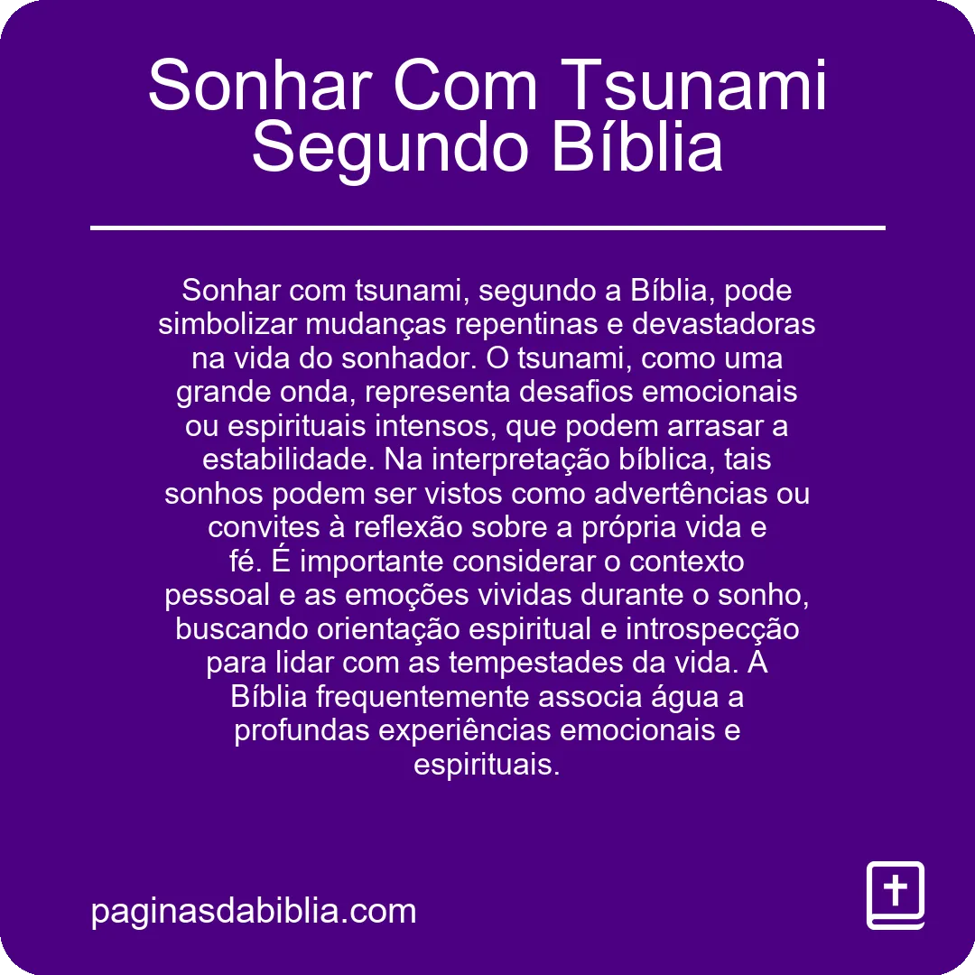 Sonhar Com Tsunami Segundo Bíblia