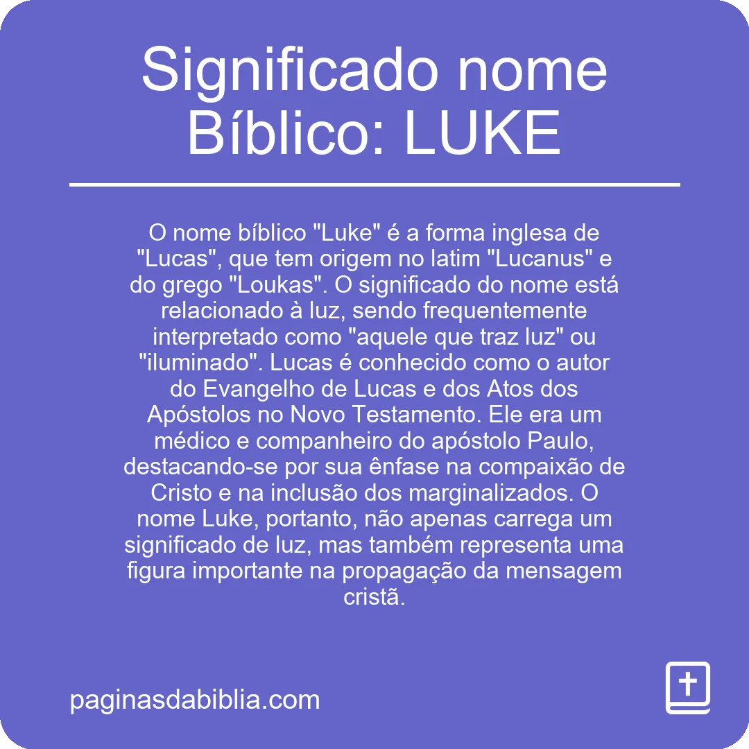 Significado nome Bíblico: LUKE