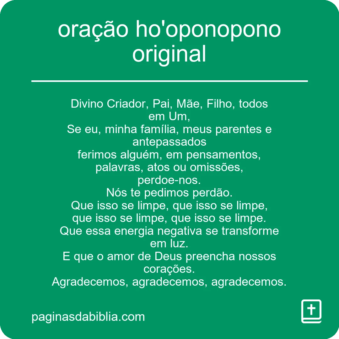 oração ho'oponopono original