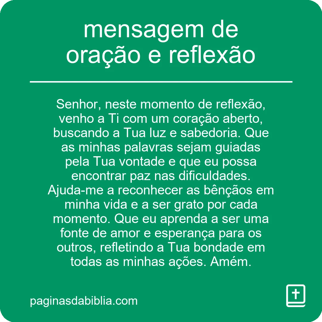 mensagem de oração e reflexão