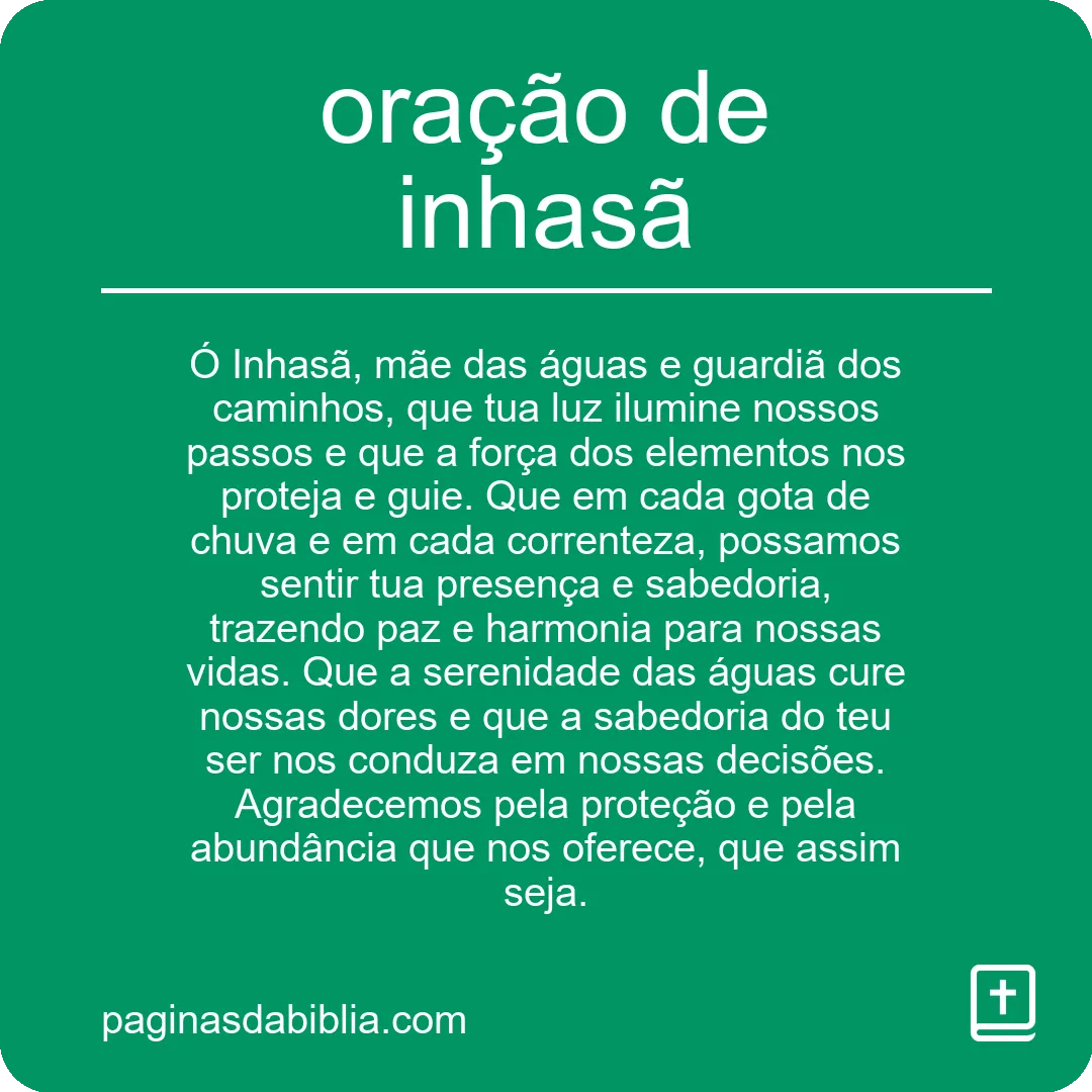 oração de inhasã