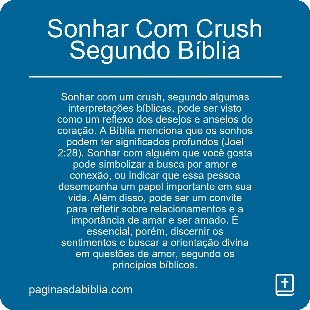 Sonhar Com Crush Segundo Bíblia