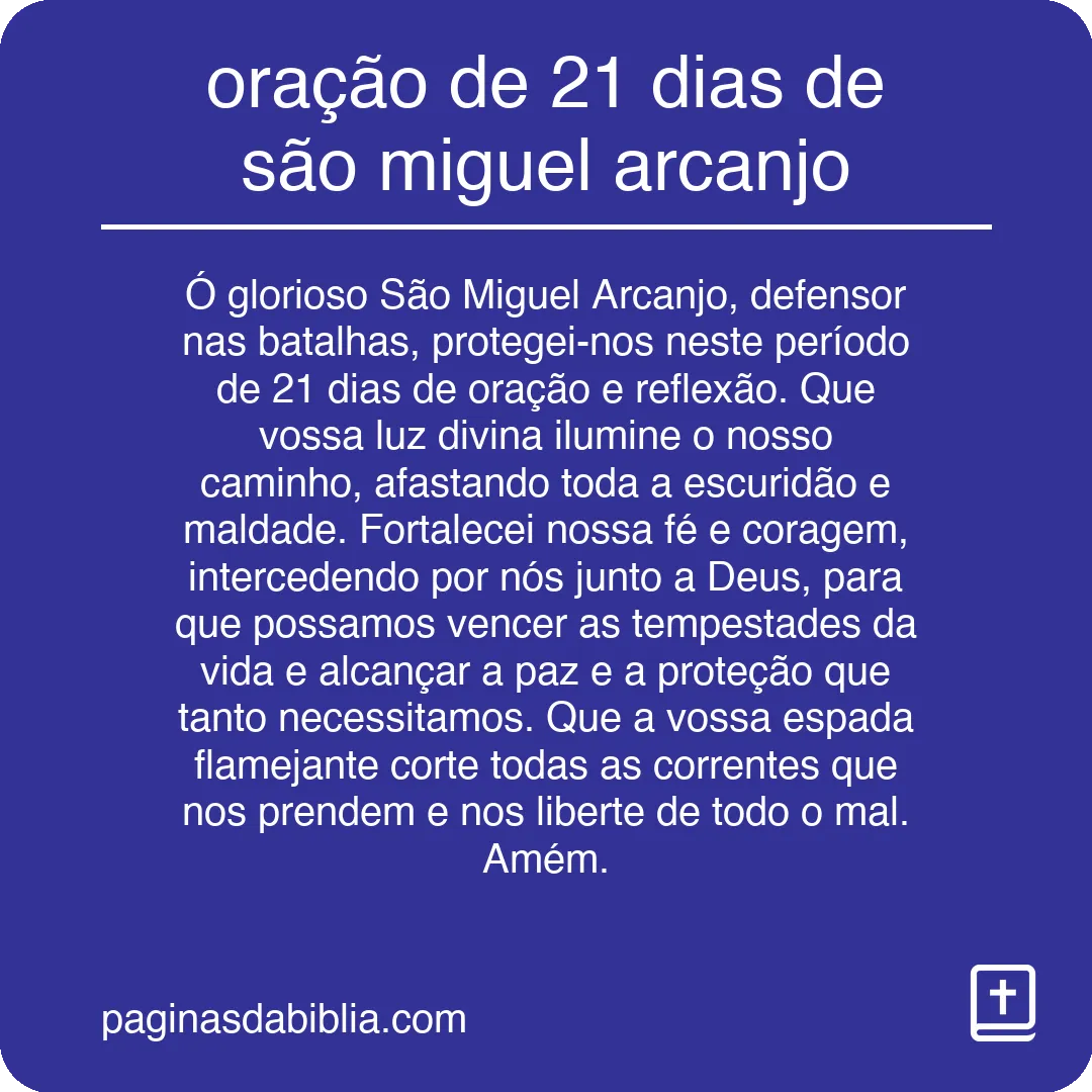 oração de 21 dias de são miguel arcanjo