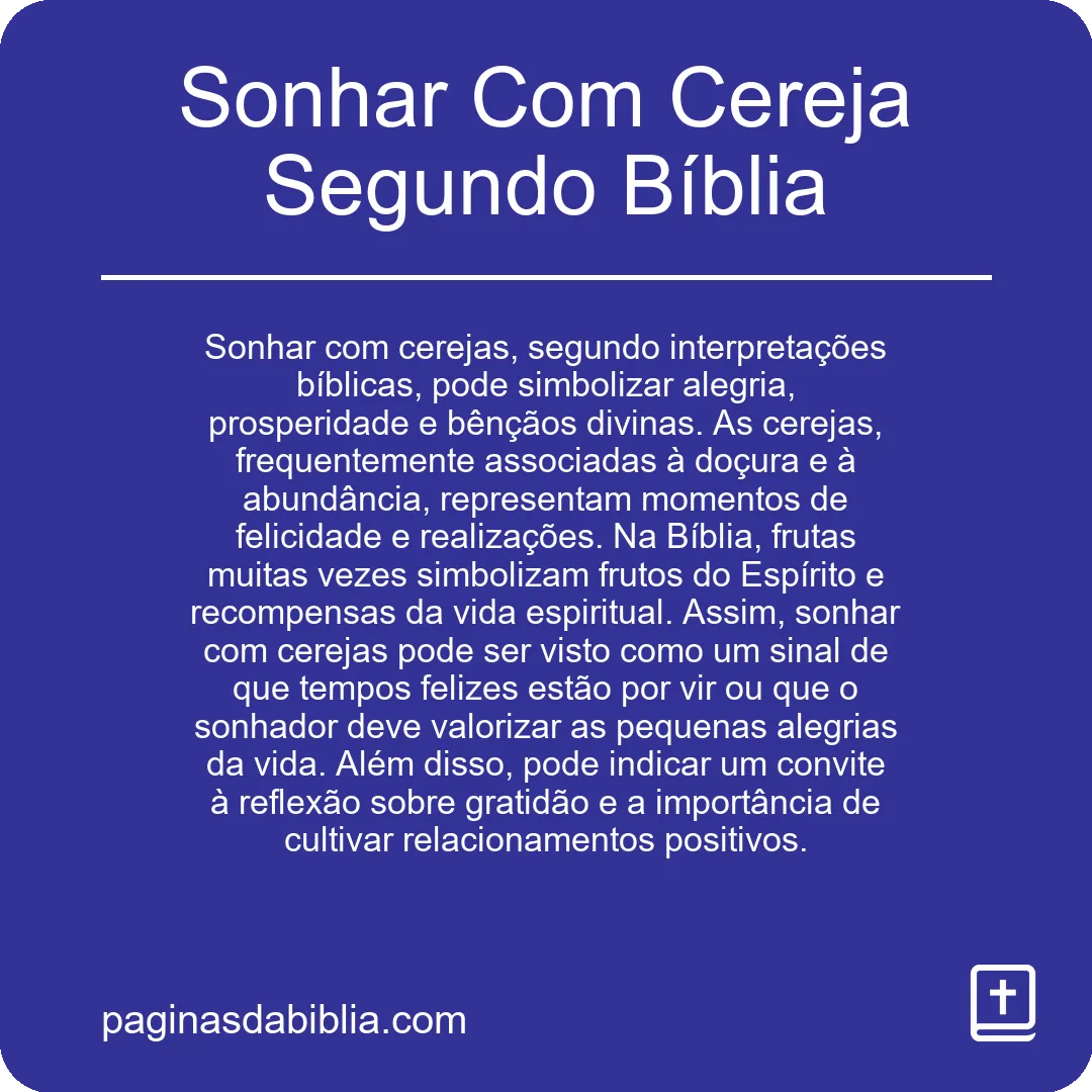 Sonhar Com Cereja Segundo Bíblia