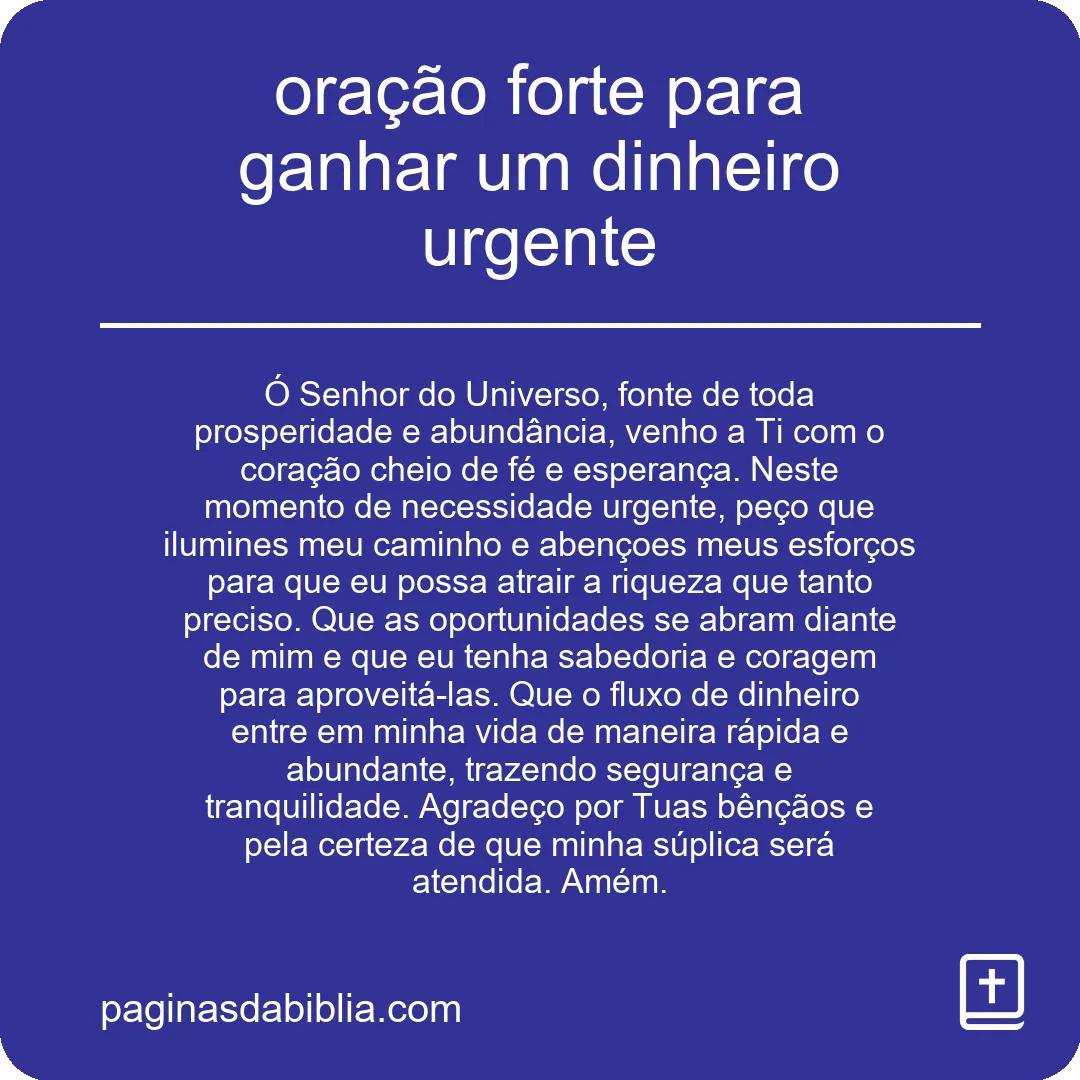 oração forte para ganhar um dinheiro urgente