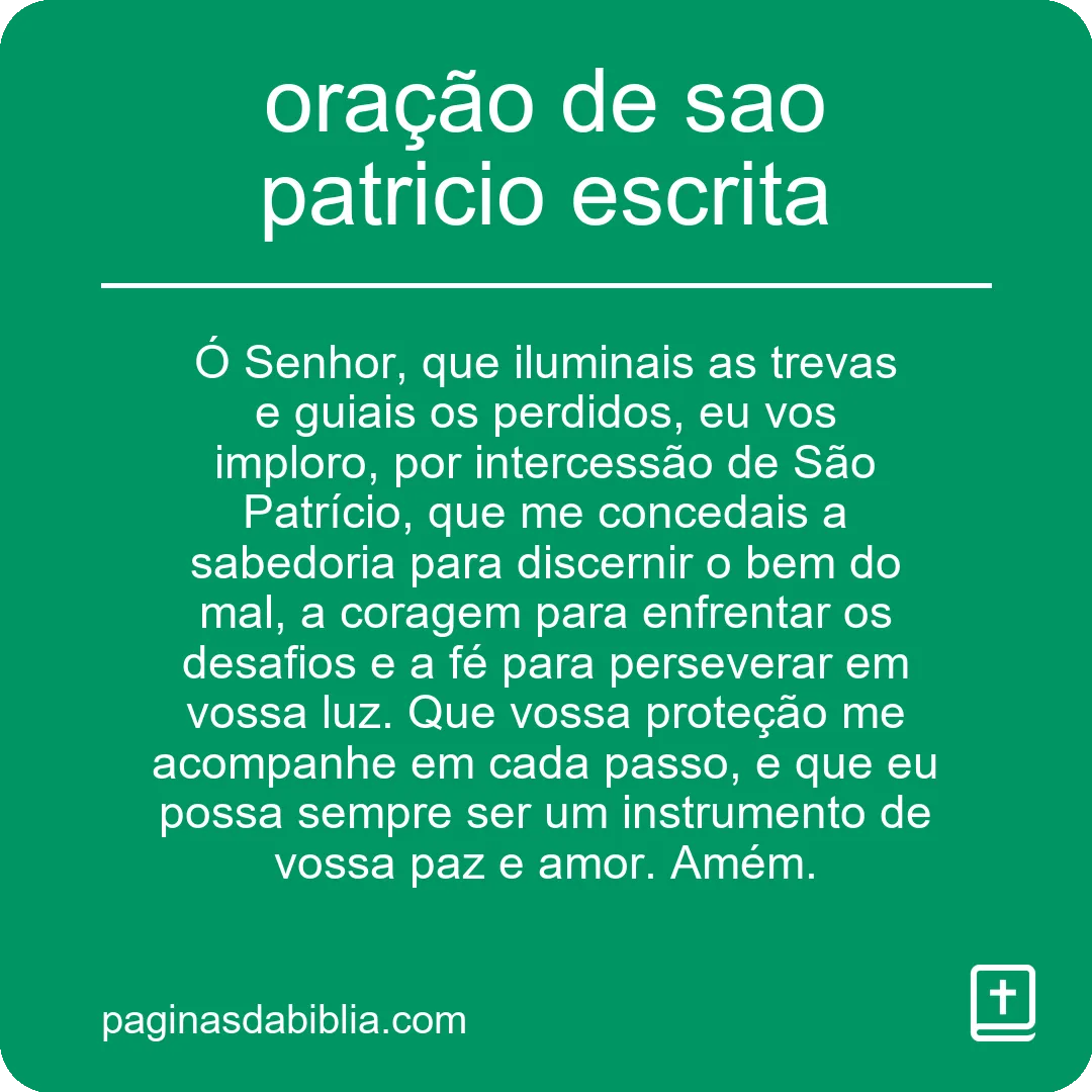 oração de sao patricio escrita