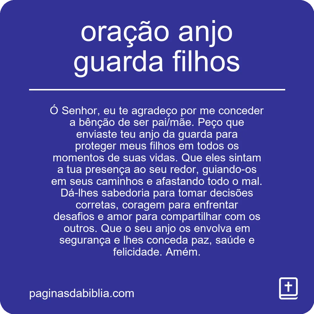 oração anjo guarda filhos