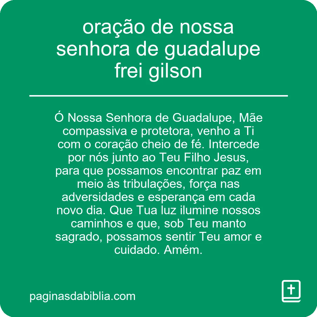 oração de nossa senhora de guadalupe frei gilson