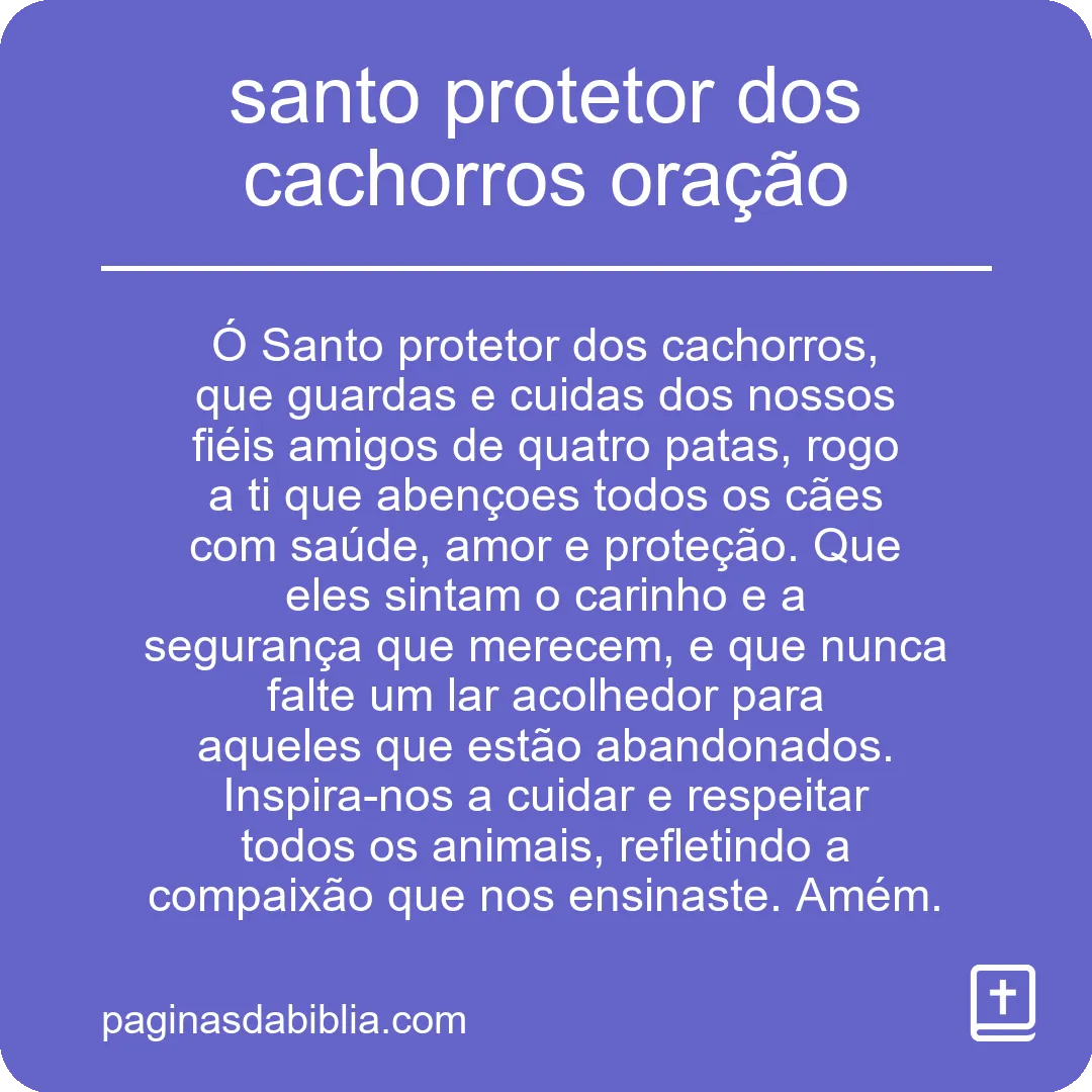 santo protetor dos cachorros oração