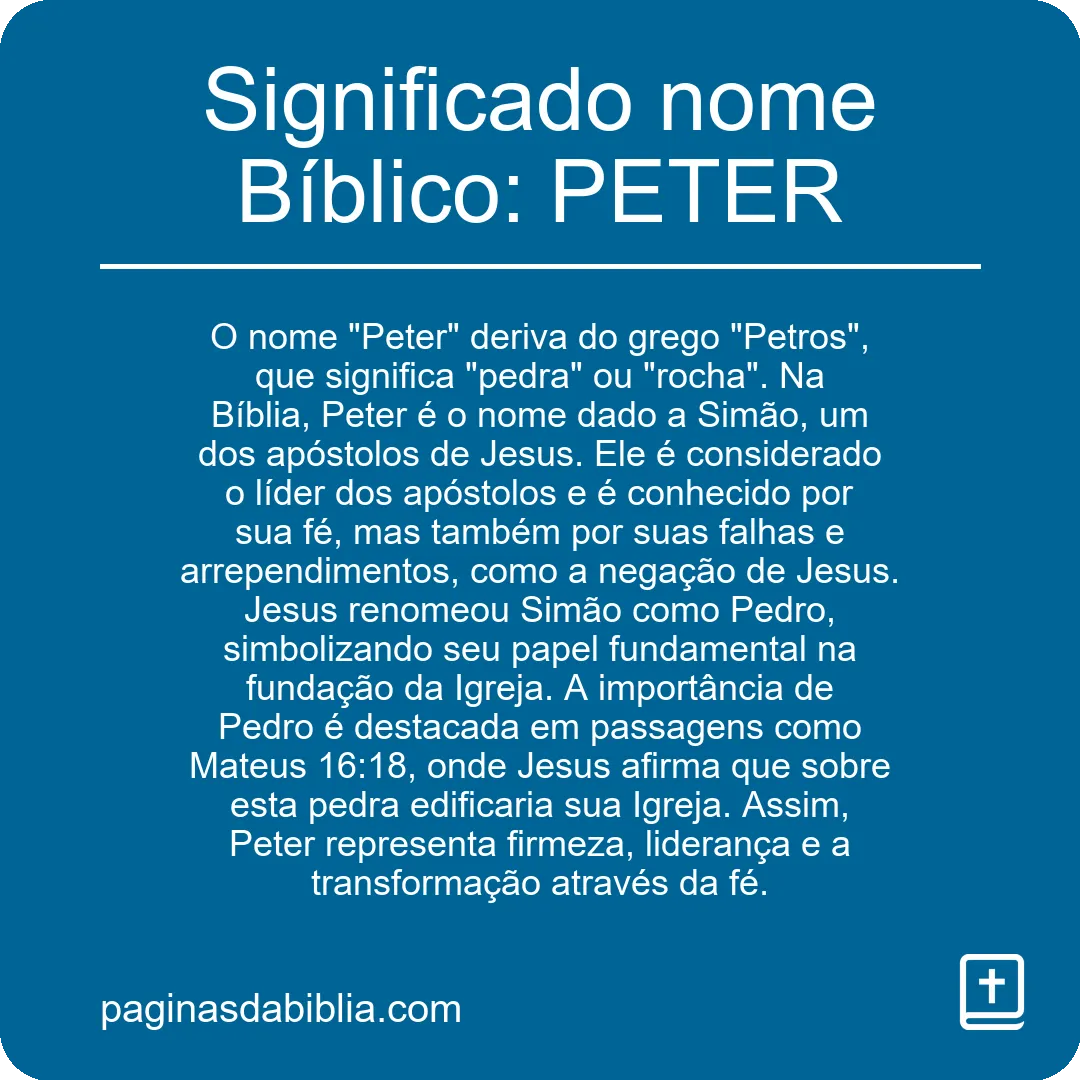 Significado nome Bíblico: PETER