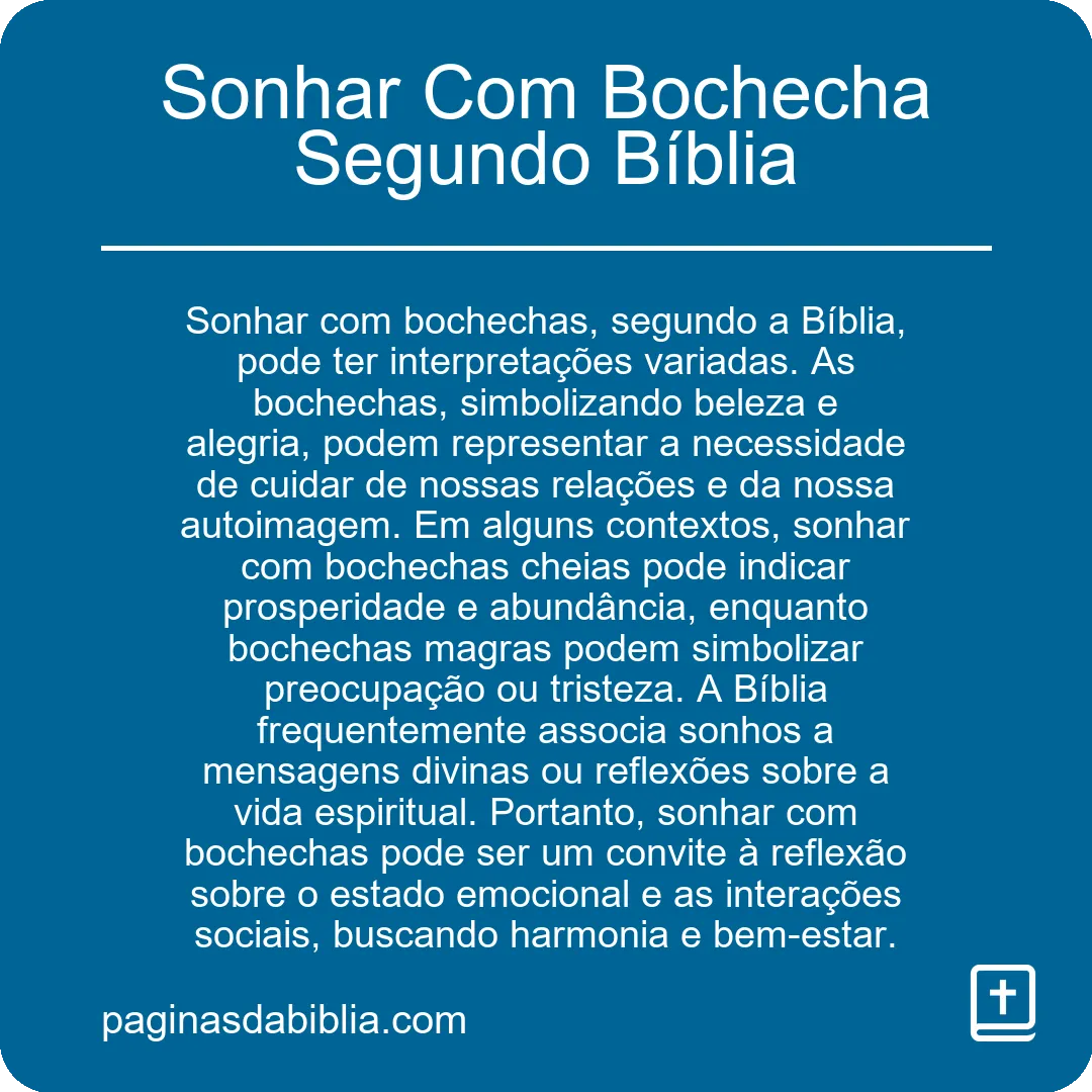 Sonhar Com Bochecha Segundo Bíblia