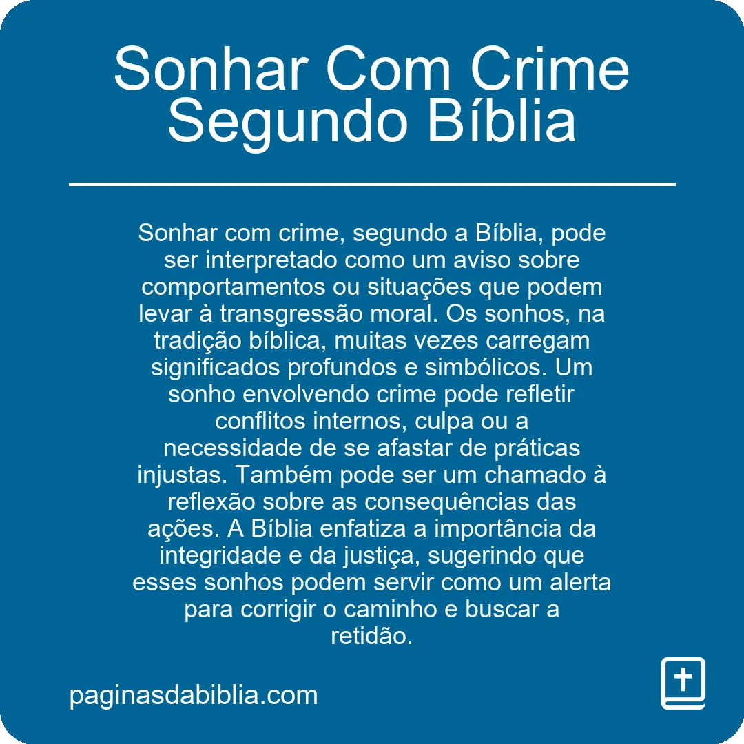 Sonhar Com Crime Segundo Bíblia