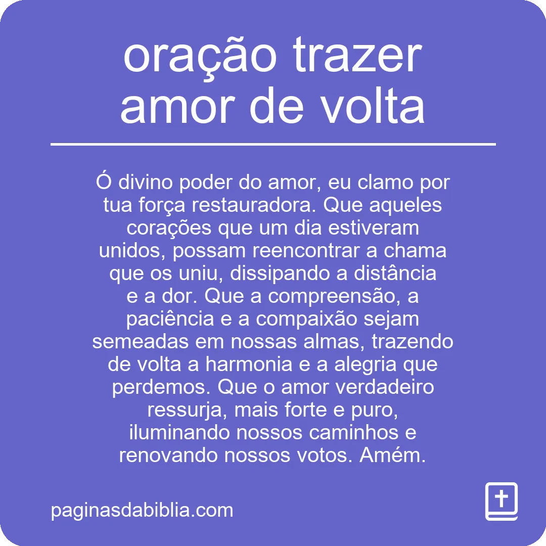 oração trazer amor de volta