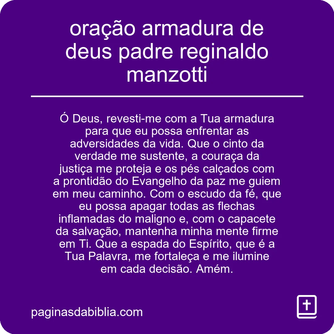 oração armadura de deus padre reginaldo manzotti