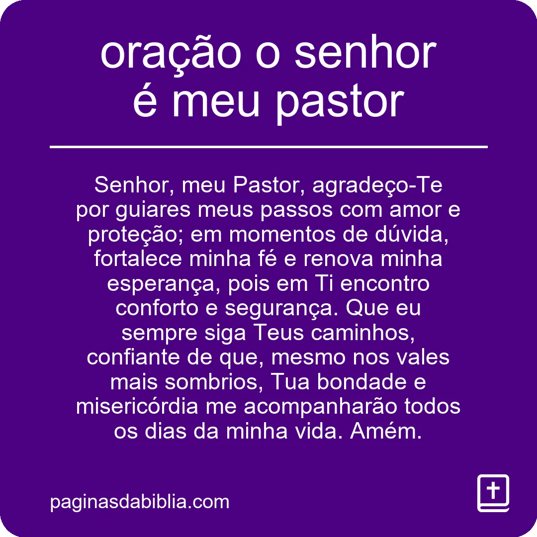 oração o senhor é meu pastor