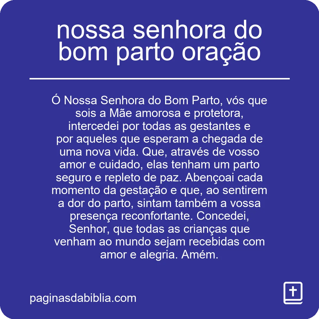 nossa senhora do bom parto oração