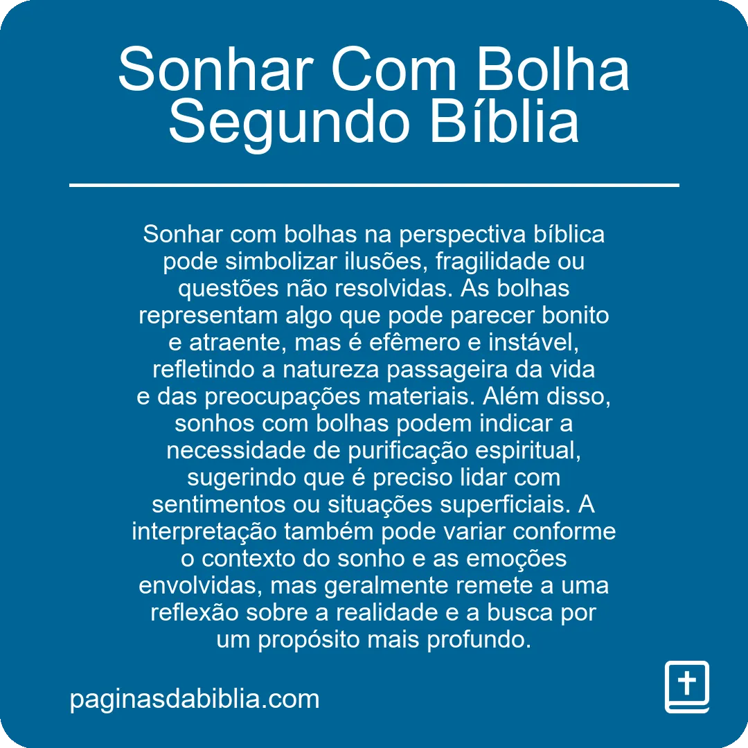 Sonhar Com Bolha Segundo Bíblia