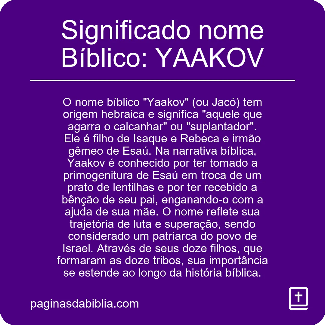 Significado nome Bíblico: YAAKOV