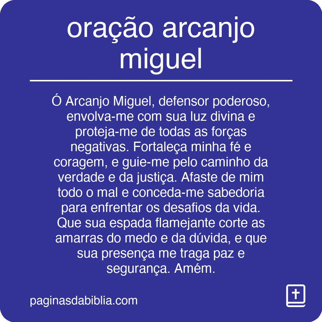 oração arcanjo miguel