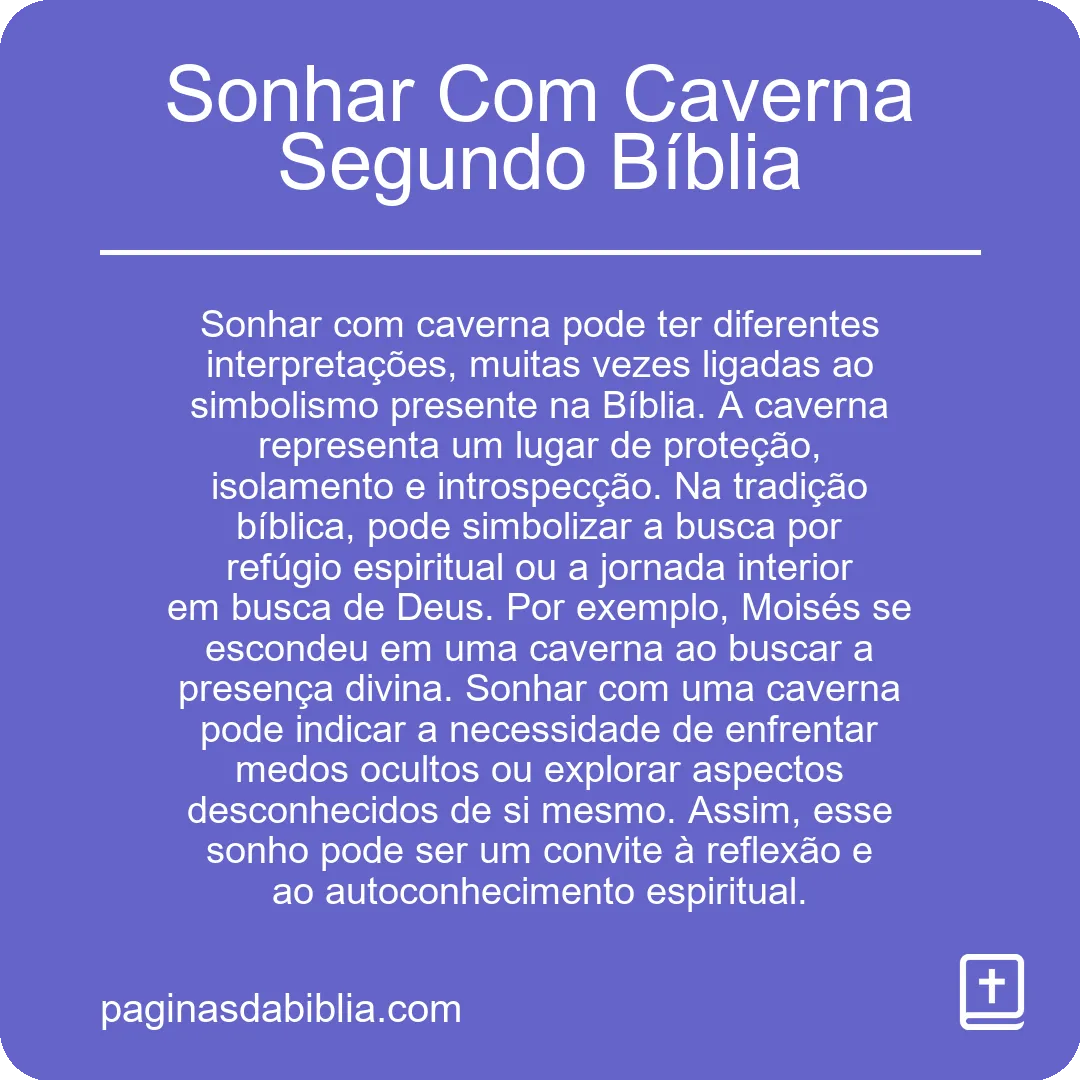 Sonhar Com Caverna Segundo Bíblia