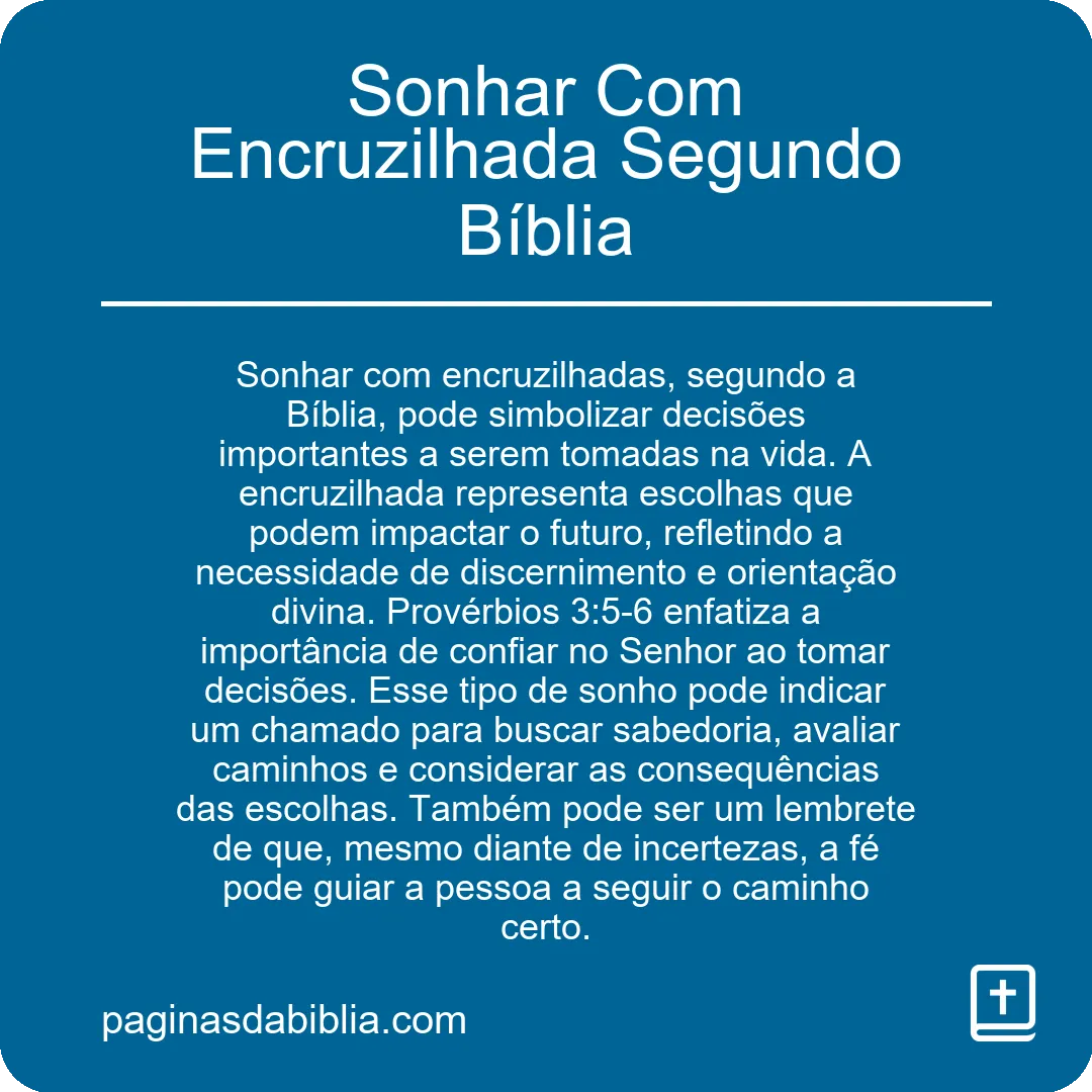 Sonhar Com Encruzilhada Segundo Bíblia