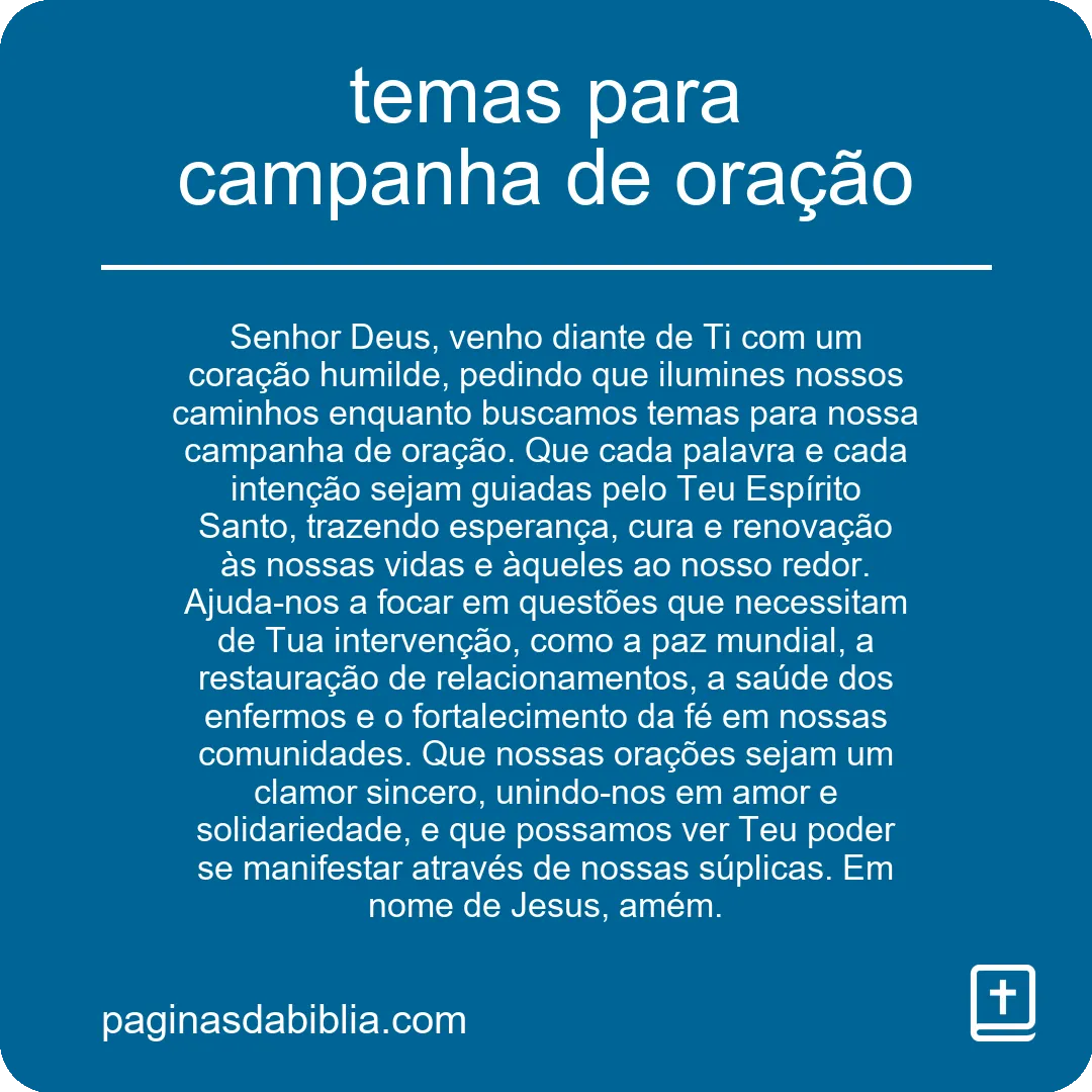 temas para campanha de oração