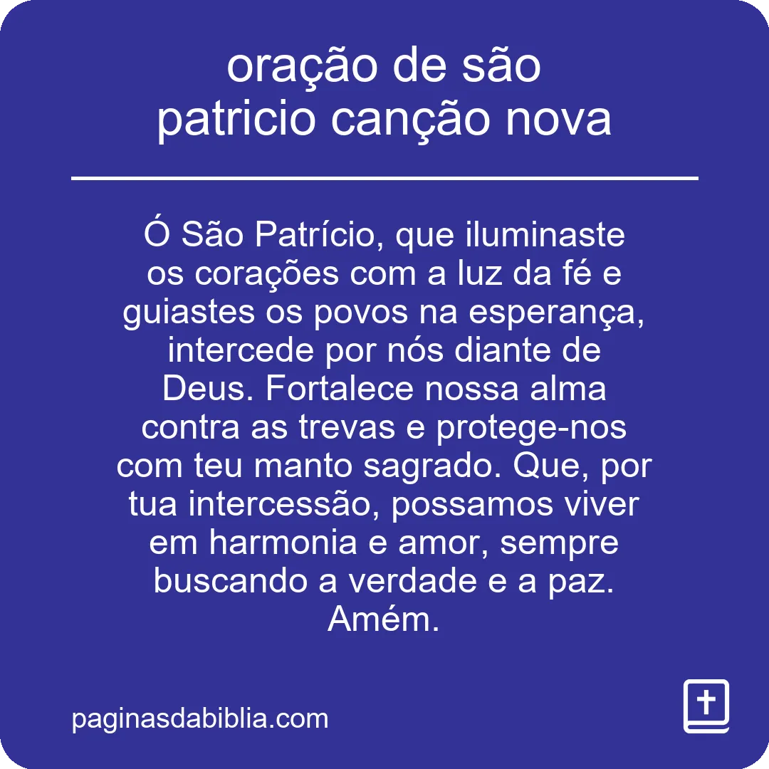 oração de são patricio canção nova