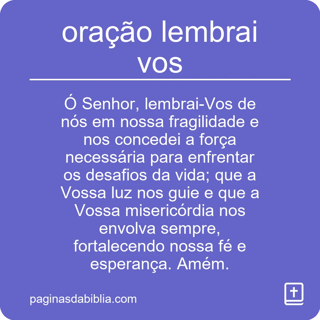 oração lembrai vos