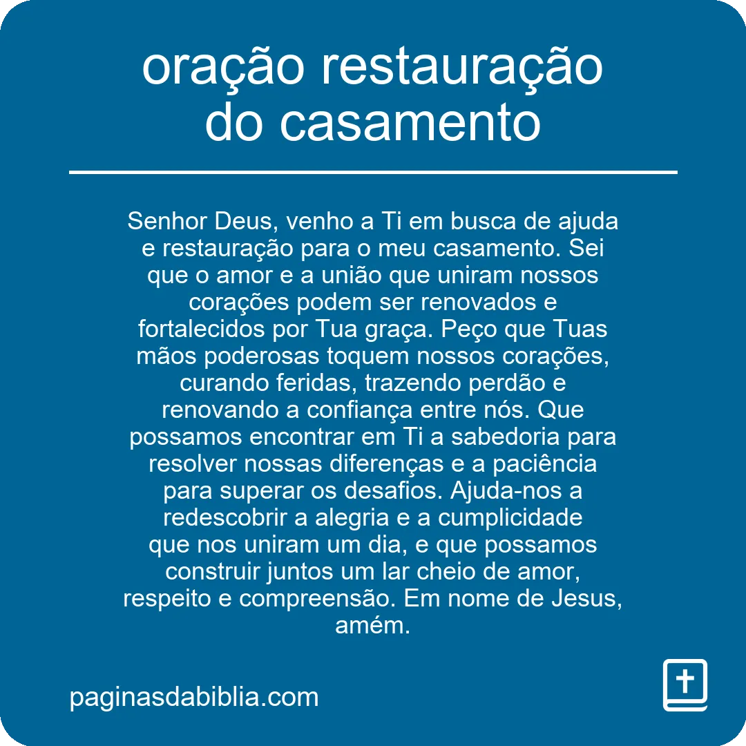 oração restauração do casamento