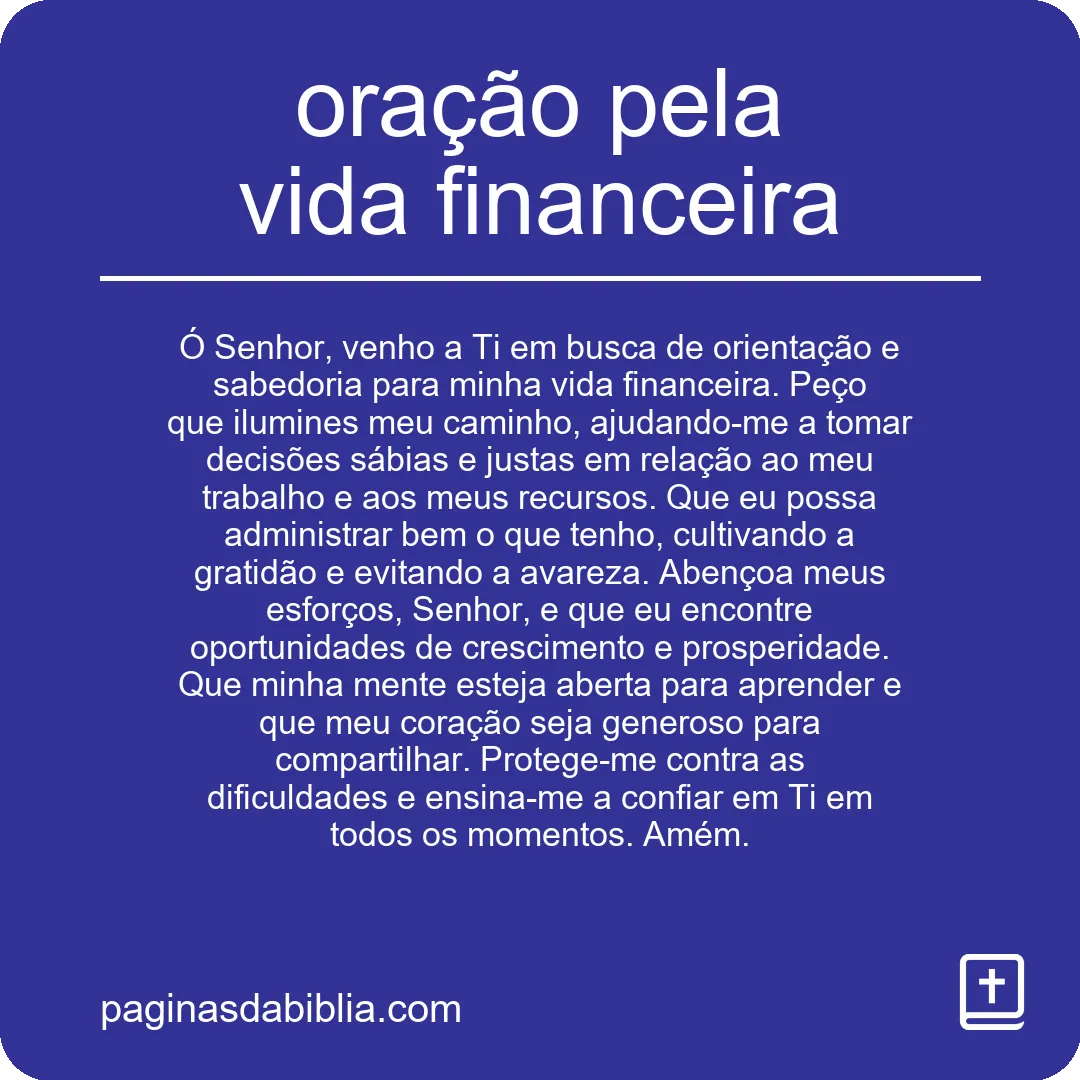 oração pela vida financeira