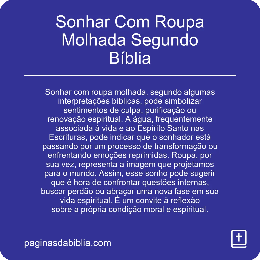 Sonhar Com Roupa Molhada Segundo Bíblia