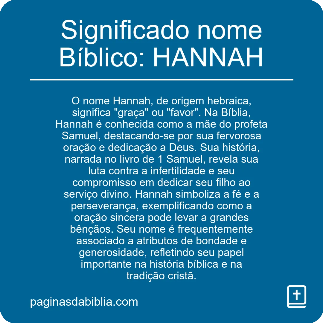 Significado nome Bíblico: HANNAH