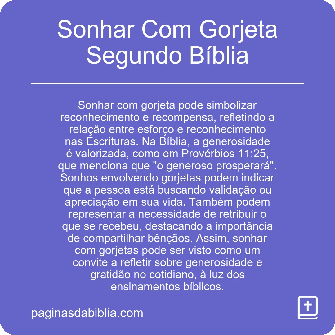 Sonhar Com Gorjeta Segundo Bíblia