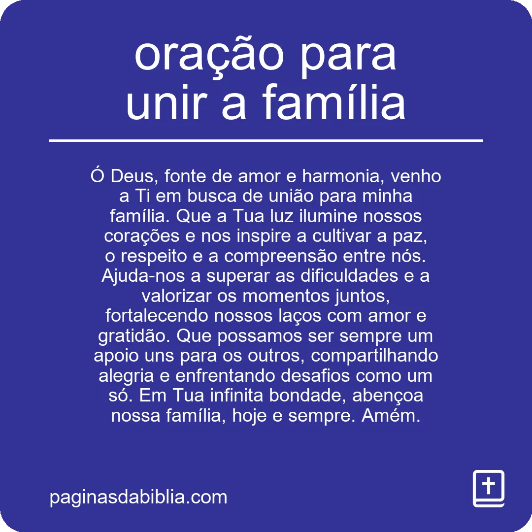 oração para unir a família