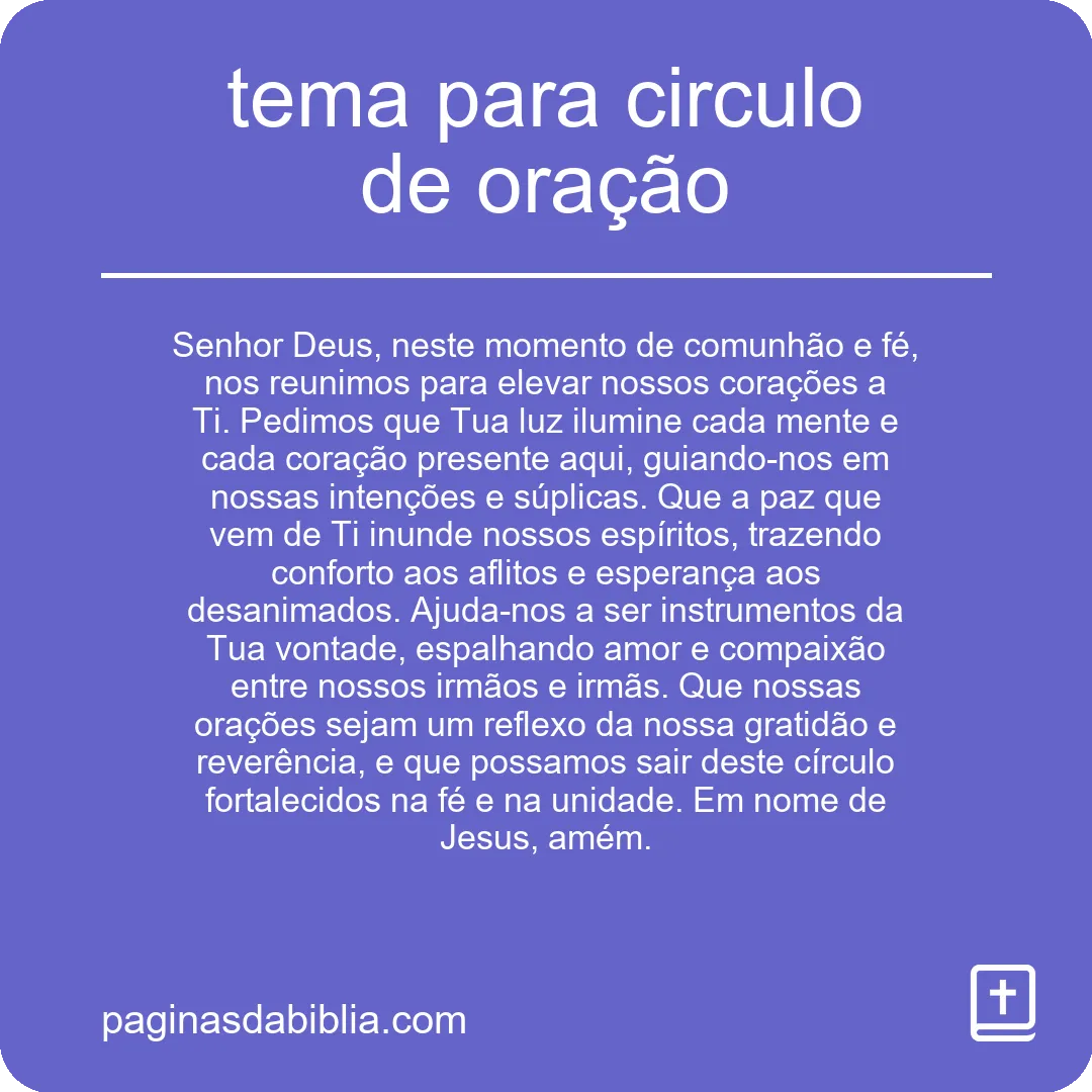 tema para circulo de oração