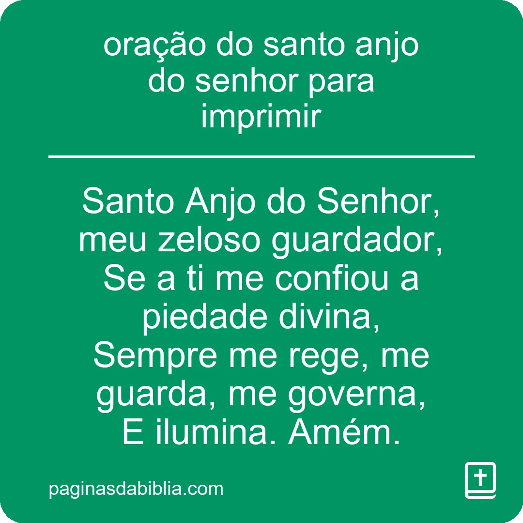 oração do santo anjo do senhor para imprimir