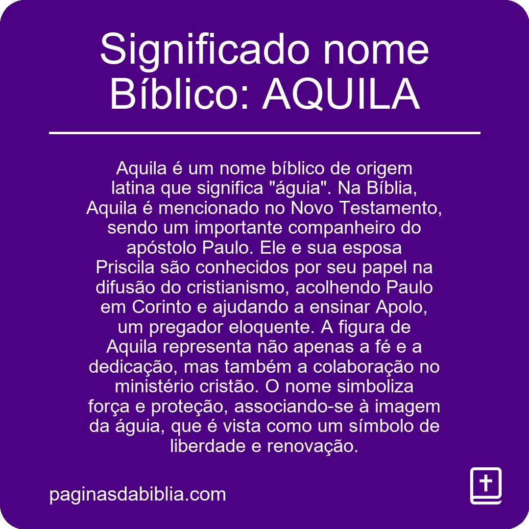 Significado nome Bíblico: AQUILA