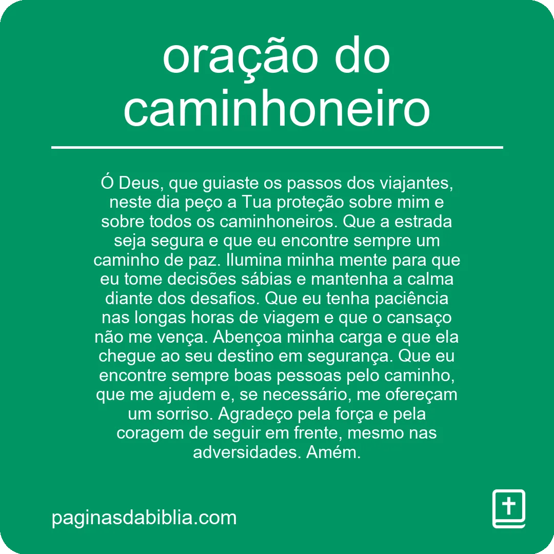 oração do caminhoneiro