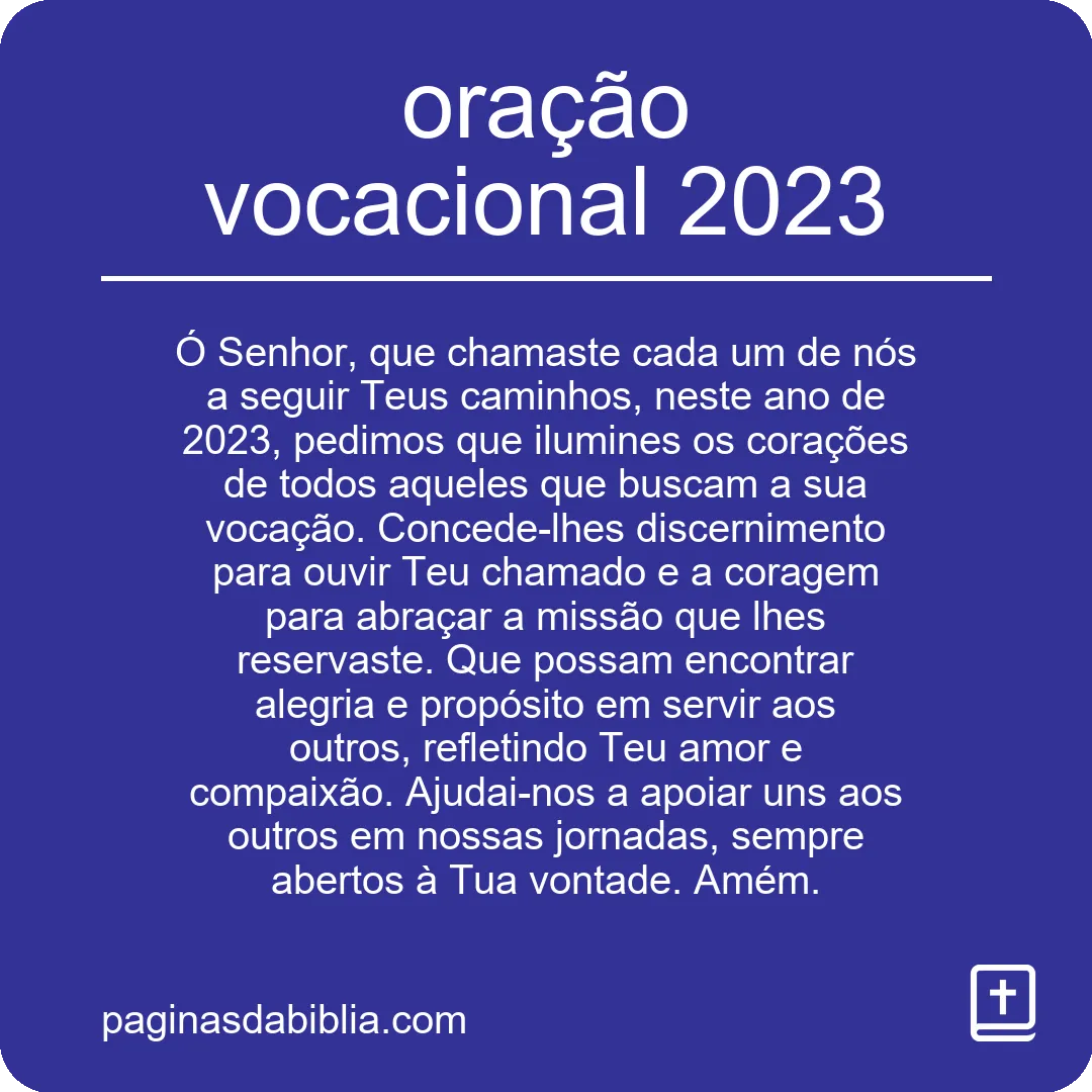 oração vocacional 2023