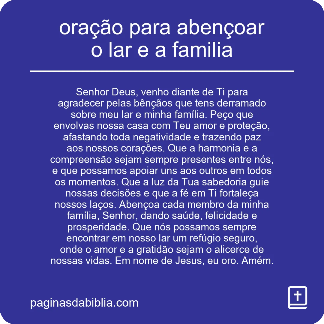 oração para abençoar o lar e a familia