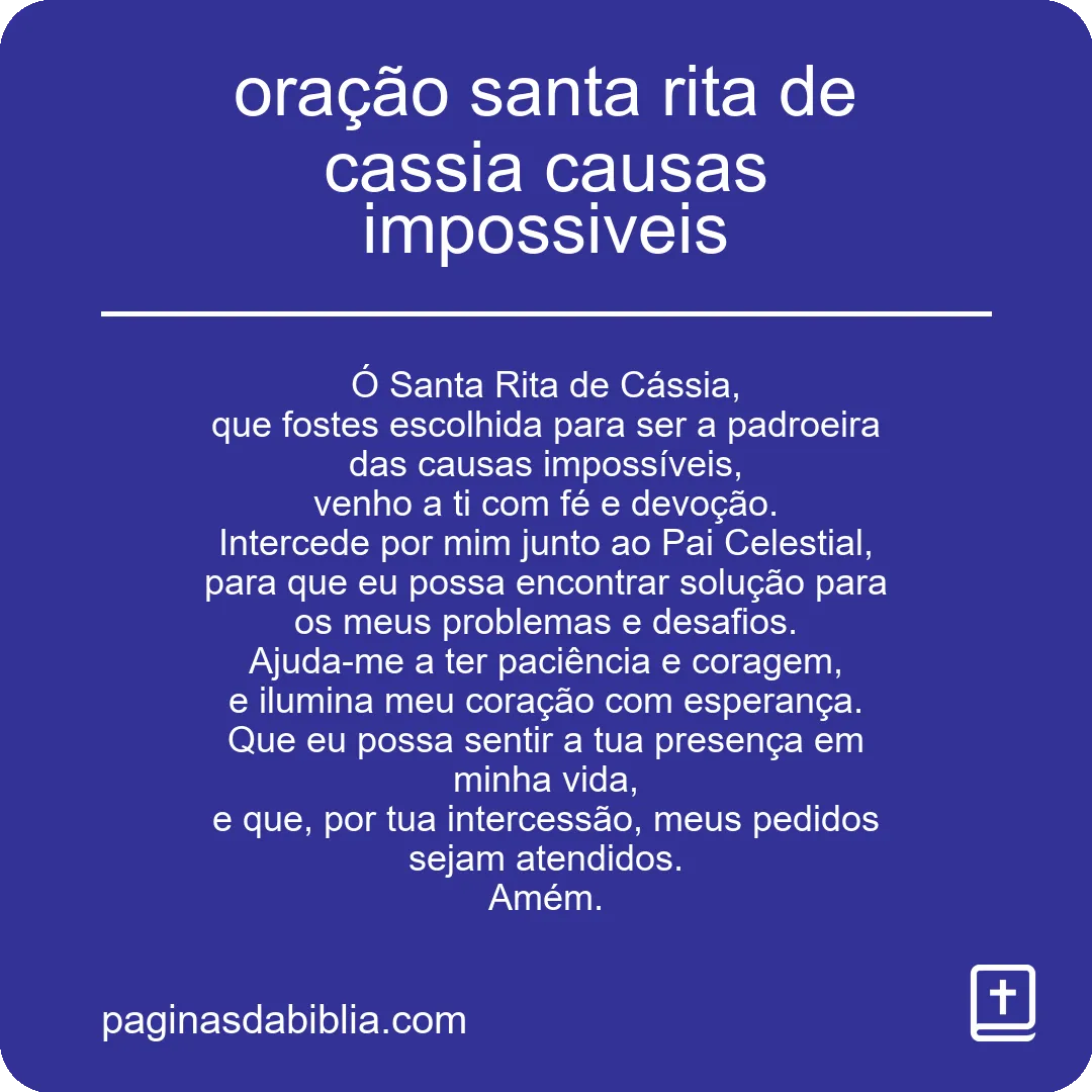 oração santa rita de cassia causas impossiveis