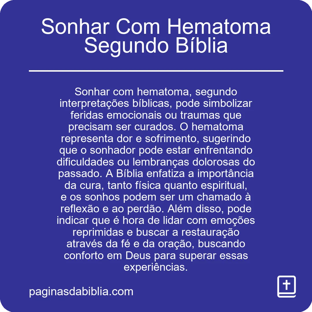 Sonhar Com Hematoma Segundo Bíblia