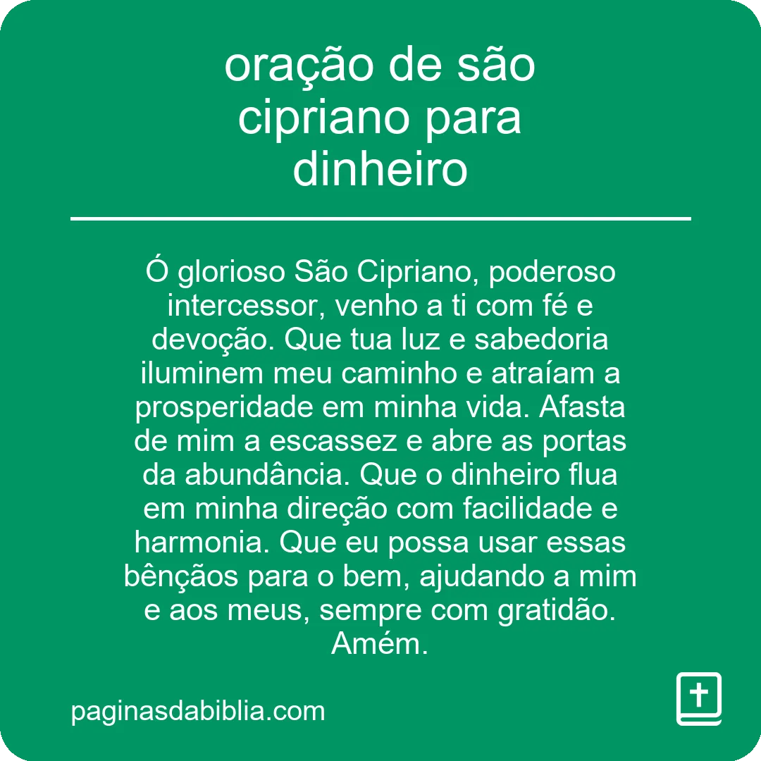 oração de são cipriano para dinheiro