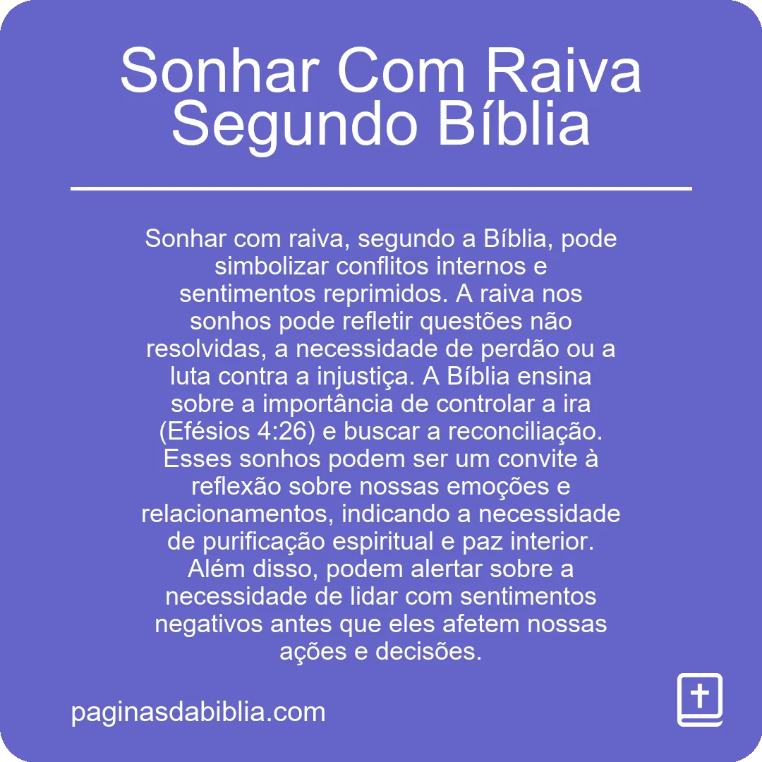 Sonhar Com Raiva Segundo Bíblia