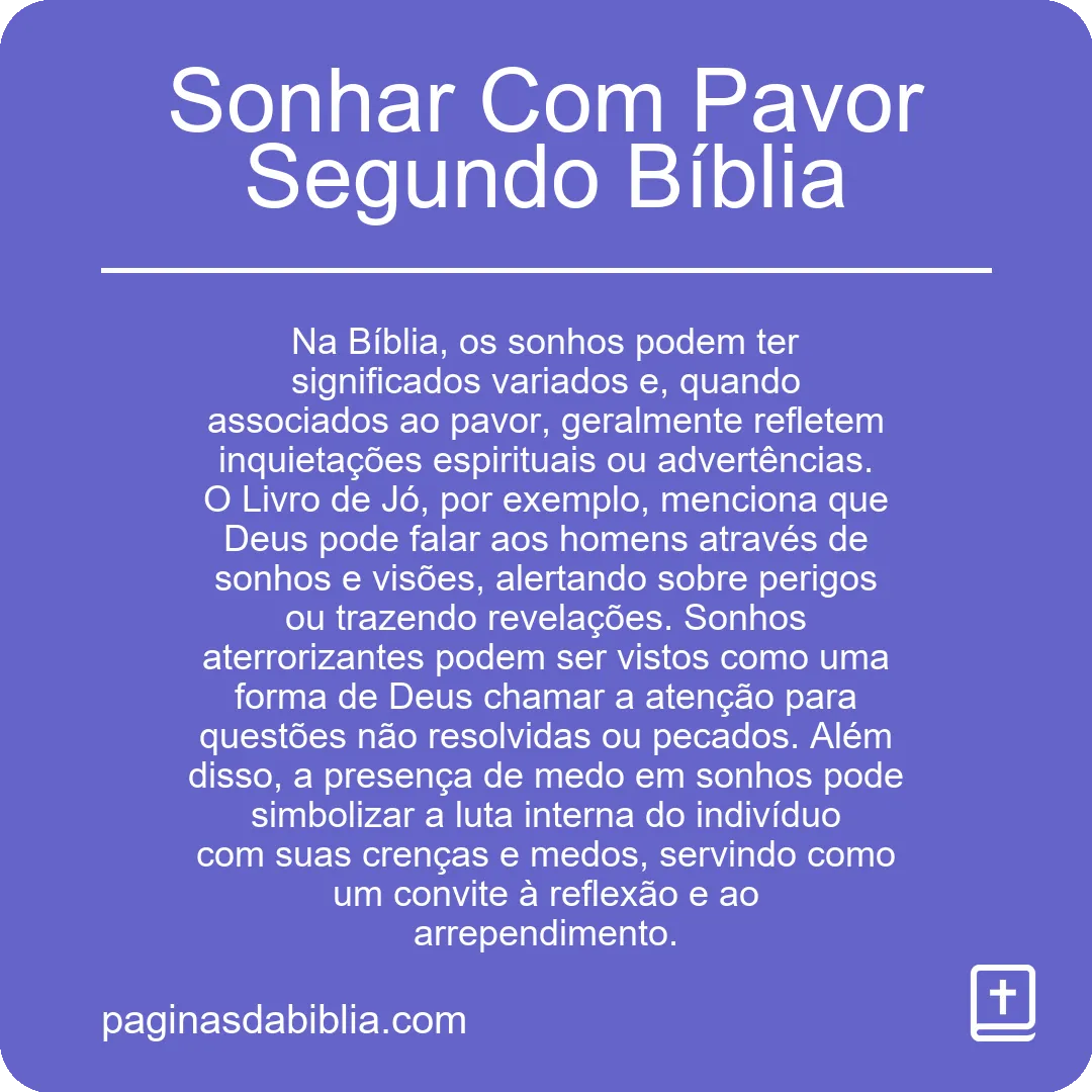 Sonhar Com Pavor Segundo Bíblia