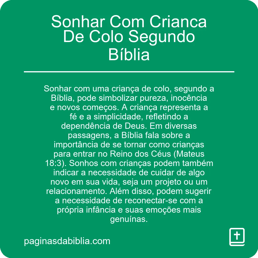 Sonhar Com Crianca De Colo Segundo Bíblia