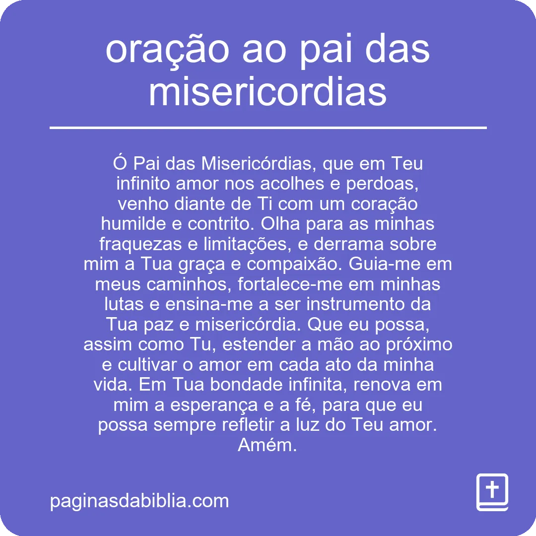 oração ao pai das misericordias