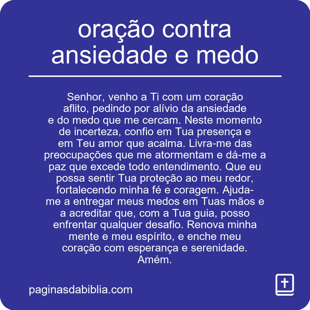 oração contra ansiedade e medo